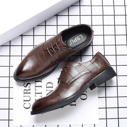 Breathable Men Shoes Korean Trendy Shoes Business Formal Leather Shoes Men Pointed Toe Inner Height Increase Large Size