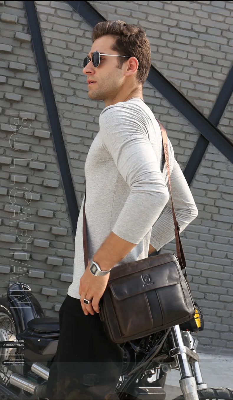 Genuine Leather Men's Crossbody Bag Large Capacity Casual Multifunctional Handbag A Fashion Business Briefcase