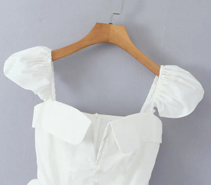 White Sexy Party Dresses 2024 New Arrivals V Neck Cape Sleeve Dress Mini Casual Birthday Fluffy Skirt Dress