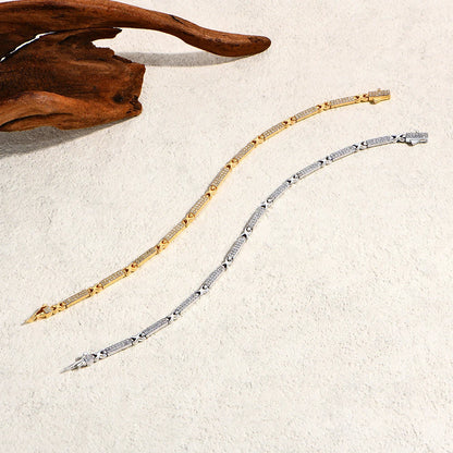 Dazzling Double Row Moissanite Bracelets Fashion Simple Tennis Chain For Women Men s925 Sterling Silver Wedding Jewelry