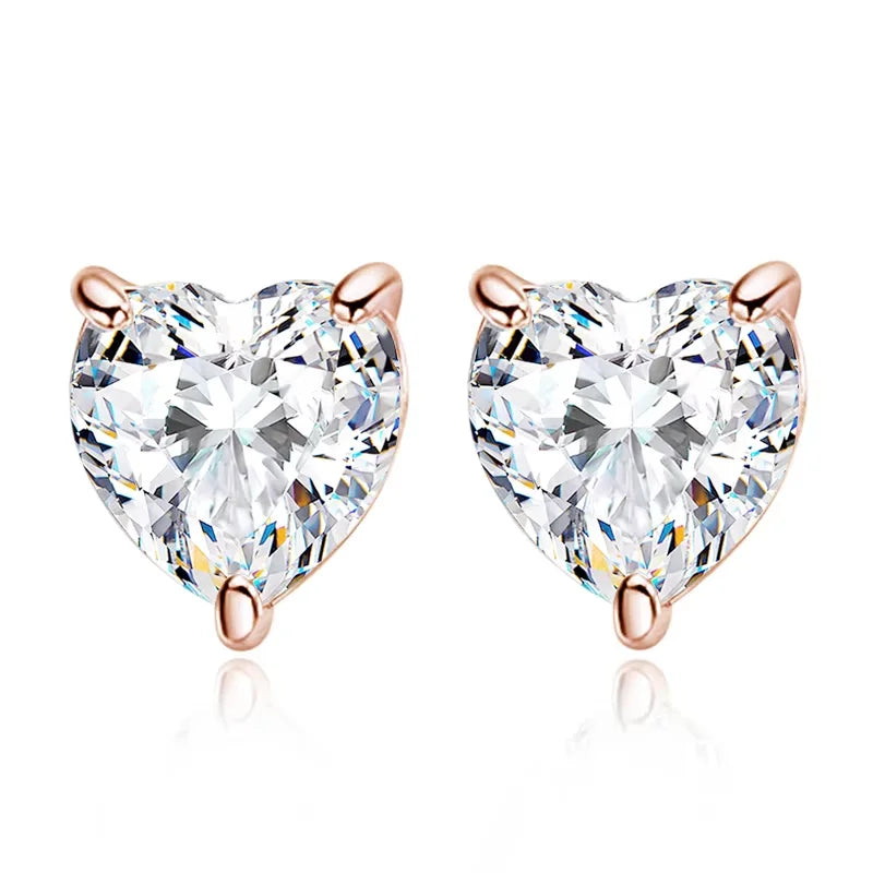D VVS1 Heart Moissanite Earrings for Women GRA Certified Lab Grow Diamond Solid 925 Silver Plated 18k Gold Stud Earring