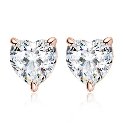 D VVS1 Heart Moissanite Earrings for Women GRA Certified Lab Grow Diamond Solid 925 Silver Plated 18k Gold Stud Earring