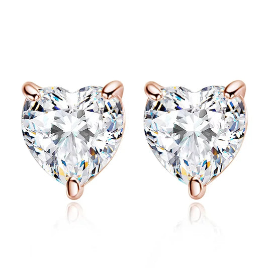 D VVS1 Heart Moissanite Earrings for Women GRA Certified Lab Grow Diamond Solid 925 Silver Plated 18k Gold Stud Earring