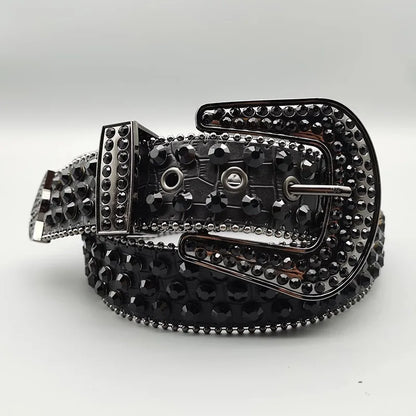 Women's Jeans Rhinestone Large Size Belt Men's Belt Western Denim Shiny Rivet Design Leather HipHop Punk Rock Y2K Style Belt