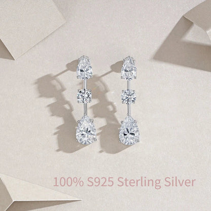 Full D Color Moissanite Drop Earrings 100% S925 Sterling Silver Fine Jewelry for Women Wedding Party