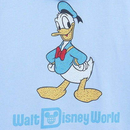 Donald Duck Letter Diamonds Fleece Sweatshirt Jacket Unisex Women Hooded Zip Up Jumper Tops
