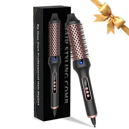 Heated Styling Brush 3-in-1 Ionic Hair Curler/Straightener with Anti-Scald Electric Curl Wand Curling Iron Hair Styling Tools