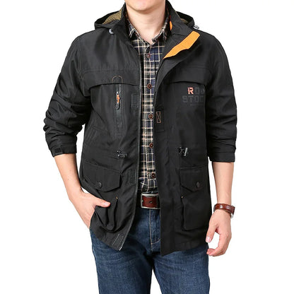 2024 Business Casual Jackets Man Sports Coat Autumn Windproof Hooded Jackets Quick Drying Lightweight Outdoor Climbing Outwear