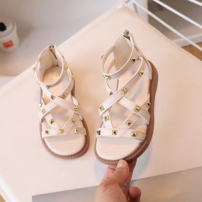 Girls Gladiator Sandals 2026 New Summer Children Fashion Princess High-top Shoes Versatile Kids Causal Beach Holiday Sandals