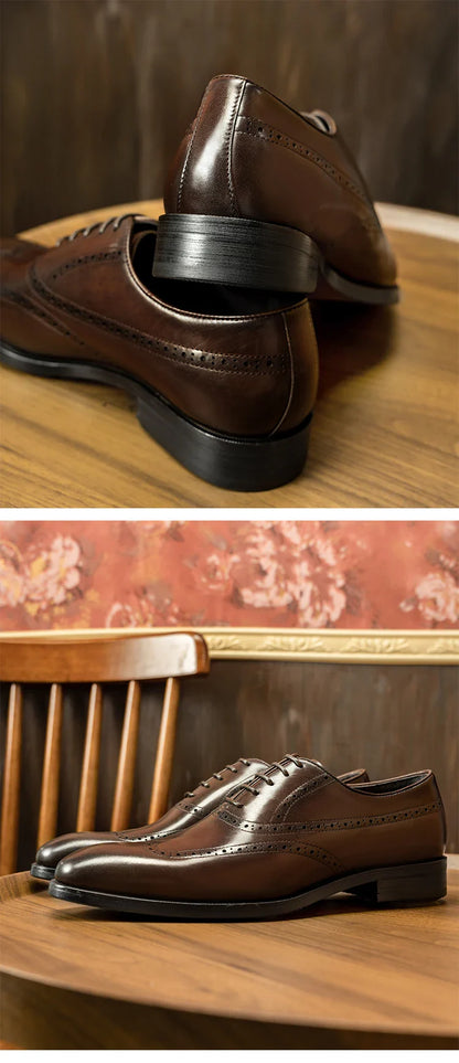 Men Casual Dress Shoes Patchwork Oxford Genuine Leather Formal Shoes for Male Party Dinner British Footwear
