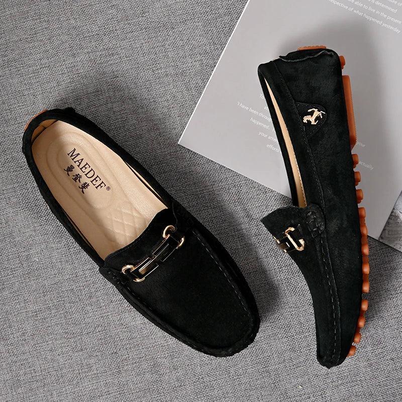 Men Fashion Luxury Leisure Leather Loafers Shoes Slip on Soft Comfortable Non-slip Driving for Men