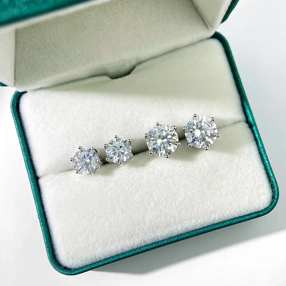 0.3-2 Carat Moissanite Stud Earrings S925 Silver Lab Diamond Earrings For Women Man Party Fine Jewelry