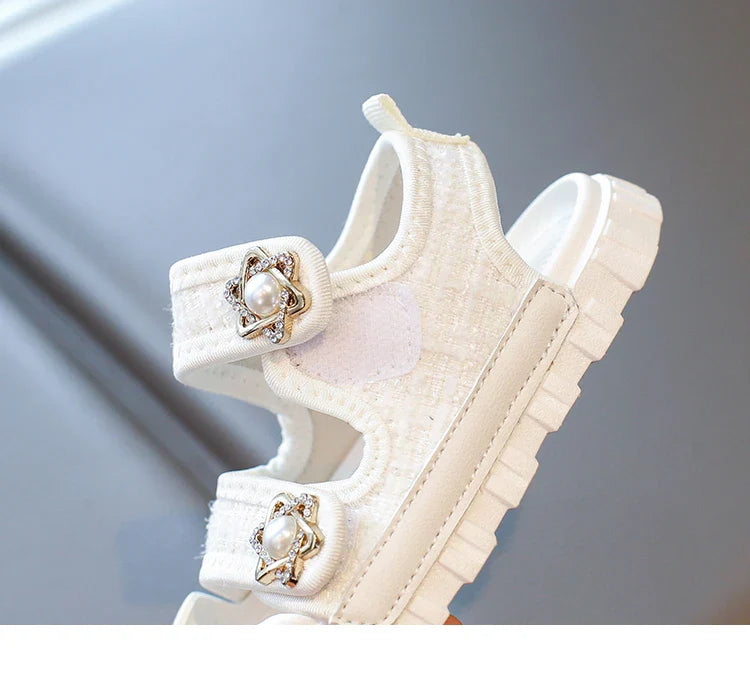 2025 Summer New Children Sandals Girls Elegant Princess Style Sandals Baby Anti-kick Foot Protection Sandals