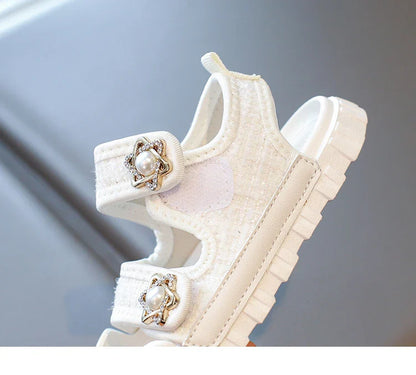 2025 Summer New Children Sandals Girls Elegant Princess Style Sandals Baby Anti-kick Foot Protection Sandals