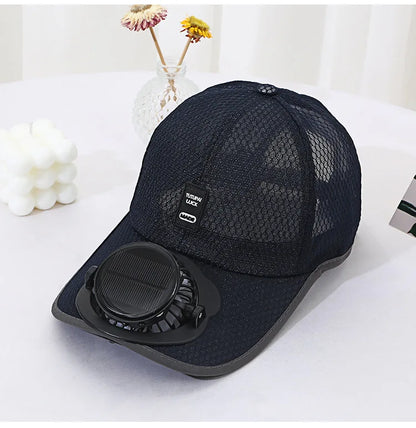 Outdoor Mesh Cap Solar Powered Charging Fan Cap Summer New Style Breathable Sunshade Sun Protection men's women's Adults Mz126