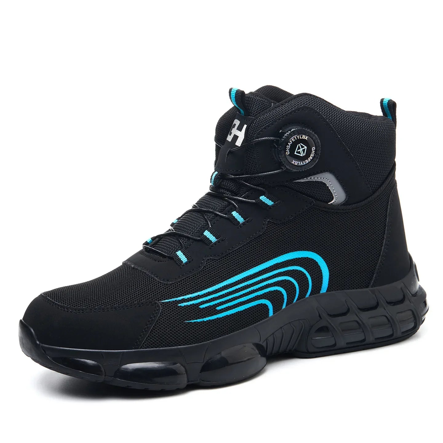 Men's Safety Work Boots Steel Toe Breathable Indestructible Puncture-Proof Rotary Buckle Shoes Comfortable Brand Work Footwear