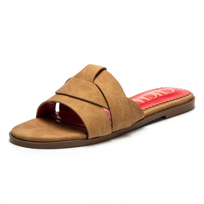 Women's Slippers Luxury brand PU Material Outdoor Flat Bottom Beach Tourism Summer Women's Slippers  2024 summer