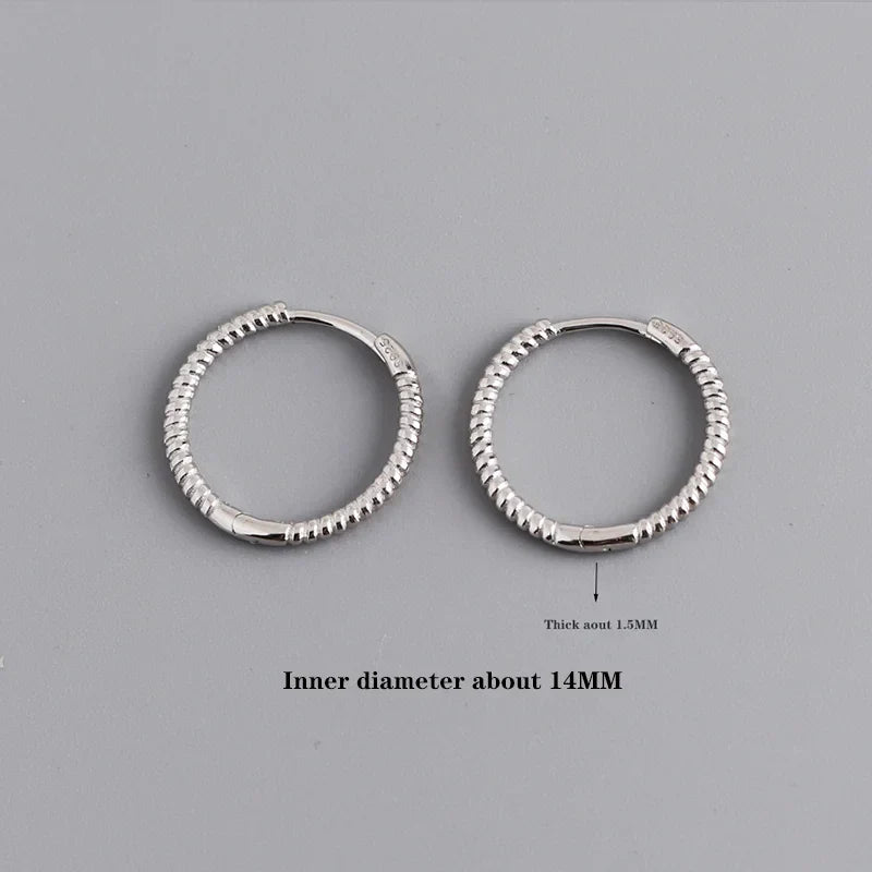 925 Sterling Silver Fashion Piercing Charm Twist Huggies Hoop Earrings for Women Rock Gothic Unisex Jewelry Ear Buckles