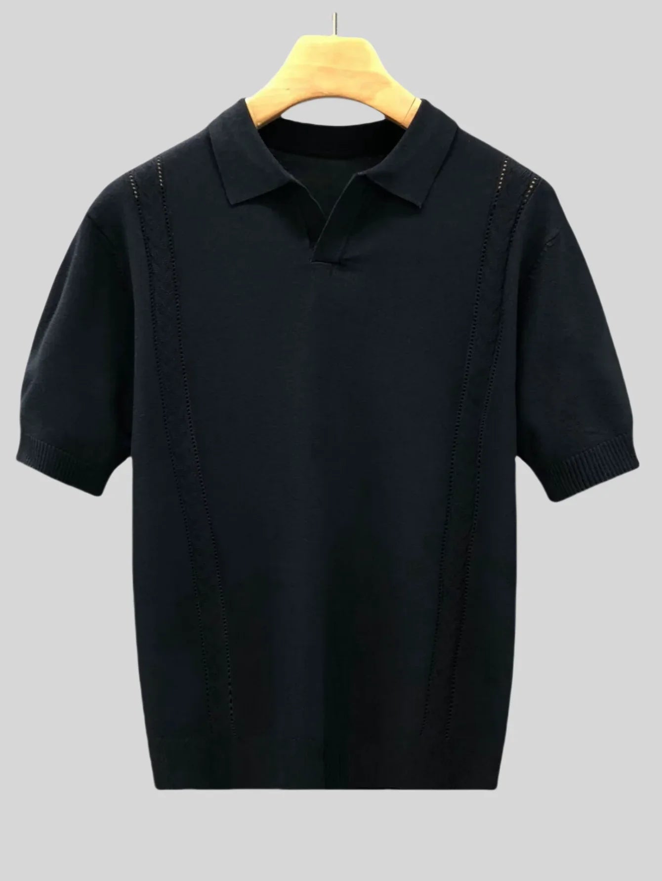 Wholesale Men Summer T-shirt Thin Knitted Ice Silk Short Sleeve 2025 New Youth Luxury Style Lapel Short-sleeved POLO Shir