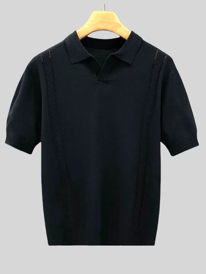 Wholesale Men Summer T-shirt Thin Knitted Ice Silk Short Sleeve 2025 New Youth Luxury Style Lapel Short-sleeved POLO Shir