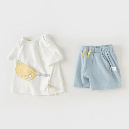 Boy's Suit 2025 New Summer Clothes Children's Short-Sleeved T-shirt Shorts Baby Two-Piece Set Casual Sport DB2240629