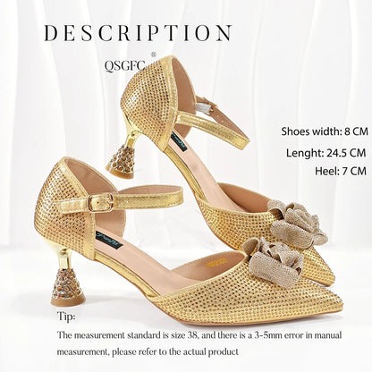 Spot Goods Nigeria High Quality Heels Pumps And Bag Handmade Flowers Fashion Design For Nigeria Wedding Party