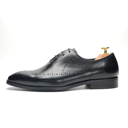 Luxury Italian Mens Wedding Dress Shoes Genuine Leather Handmade Brogue Wingtip Oxford Shoes Black Brown Formal Shoes for Men