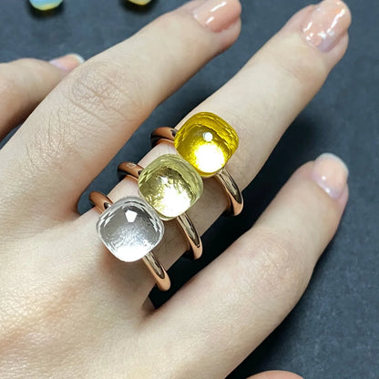 Stylish Purple Crystal Rose Gold Plated Candy Ring 30 Colors Simple Candy Color Jewelry Gift for Women Valentine's Day
