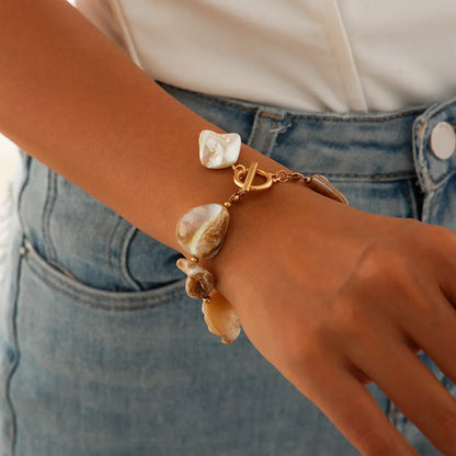 Retro Starfish White Shell Conch Pendant Necklace  Women 2024 Simple Creative Colorful Stones  Hand Woven beach Jewelry Girls