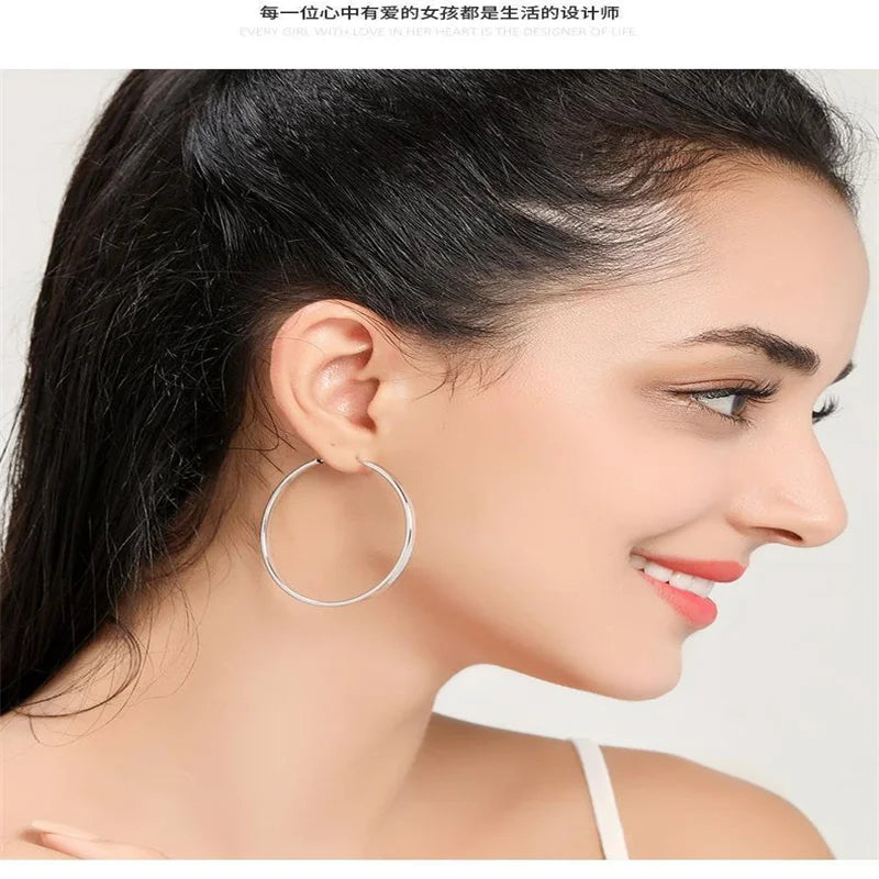 Senlissi - New Fashion 18K Gold Plated Hoop Earrings For Women 925 Sterling Silver Earring Cерьги Kольца Jewelry Girlfriend Gift