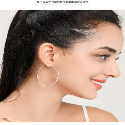 Senlissi - New Fashion 18K Gold Plated Hoop Earrings For Women 925 Sterling Silver Earring Cерьги Kольца Jewelry Girlfriend Gift