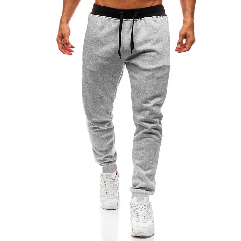 Men's casual elastic waistband drawstring sports pants, running exercise jogging pants, gym men's jogging sports pants