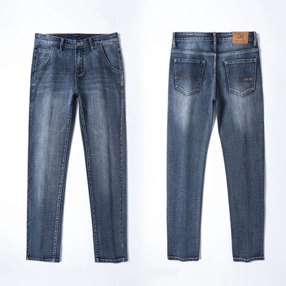 New Autumn and Winter  Plus Size 40 42 44 Men Straight Loose Jeans Business Fashion Denim Stretch Pants Male Brand Trousers