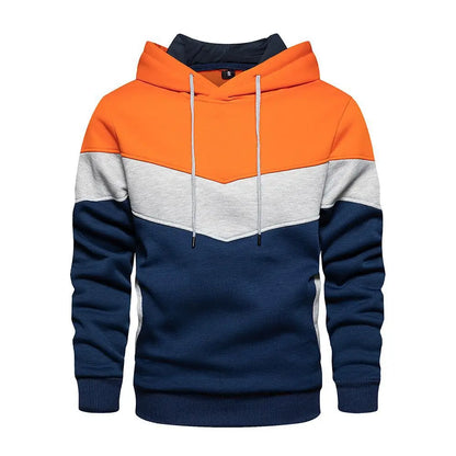 2025 New Men's Patchwork Hoodie Outdoor Casual Sportswear Street Fashion Men's Fleece Thermal Hooded Sweatshirt Fall Winter Coat