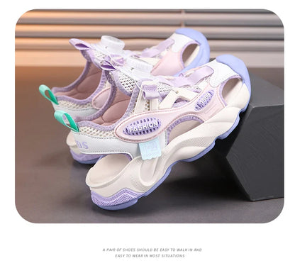 Summer Breathable Children's Sandals 5-16Y Boys' Fashion Beach Water Shoes Non Slip Outdoor Soft Bottom Sports Sandal Shading