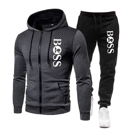 2026 New Spring and Autumn Men's Leisure Fitness Basketball Two Piece Set Fashion Outdoor Leisure Hoodie Set