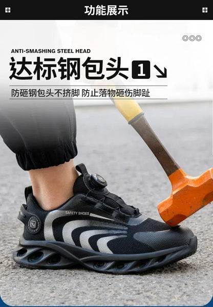 New Safetys Shoe Rotating Button Work Shoes Men Anti-smash Anti-puncture Shoes Fashion Men Sport Shoes Security Protective Boots