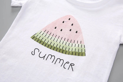 summer girls clothing set 2pcs tracksuit children cotton suit kids cartoon outfits short sleeve baby girls clothes sets