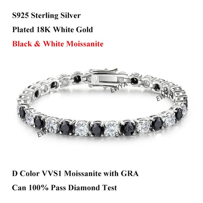 Full 3/4/5/6.5MM D Color Blue Green White Moissanite Tennis Bracelet for Men Women S925 Silver All Diamond Link Bracelets