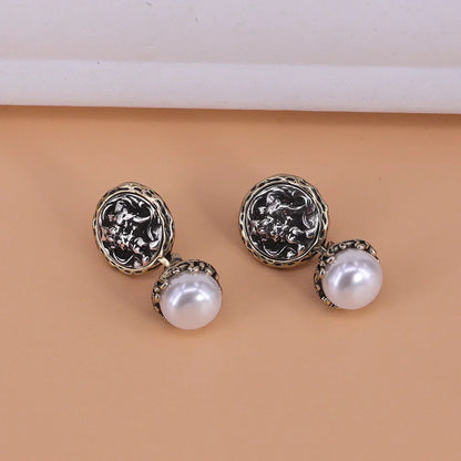New 925 Sterling Silver Hoop Earrings Pearl Droplet Irregular Vintage Punk For Women Girl Gift Jewelry Dropshipping Wholesale