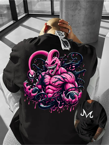 Dragon Ball Hot Blood Anime GOKU Majin Buu Impressão Periférica Verão Masculino e Feminino Camisetas Algodão Soltas Manga Curta