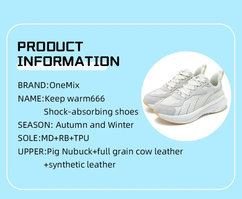Winter Training Running Shoes for Men Sport Shoes Leather Warm Wear-resistant Female Jogging Shoes Walking Sneakers