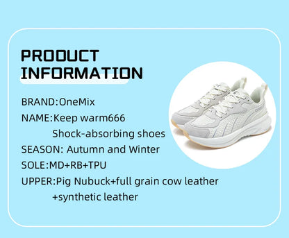 Winter Training Running Shoes for Men Sport Shoes Leather Warm Wear-resistant Female Jogging Shoes Walking Sneakers