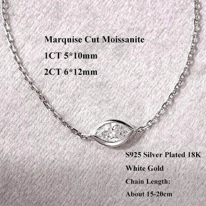 Bezel Setting 1/2CT Pear Marquise Emerald Cut Moissanite Solitaire Link Bracelet Women 925 Silver Diamond Party Wrist Chain