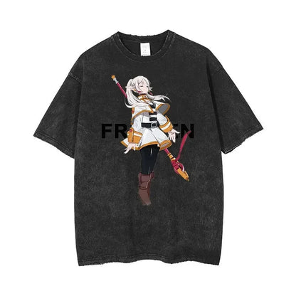 Beyond Journey's End Peripheral Products Old Washed T-shirt Men's and Women's Pure Cotton Short-sleeved Casual Clothing