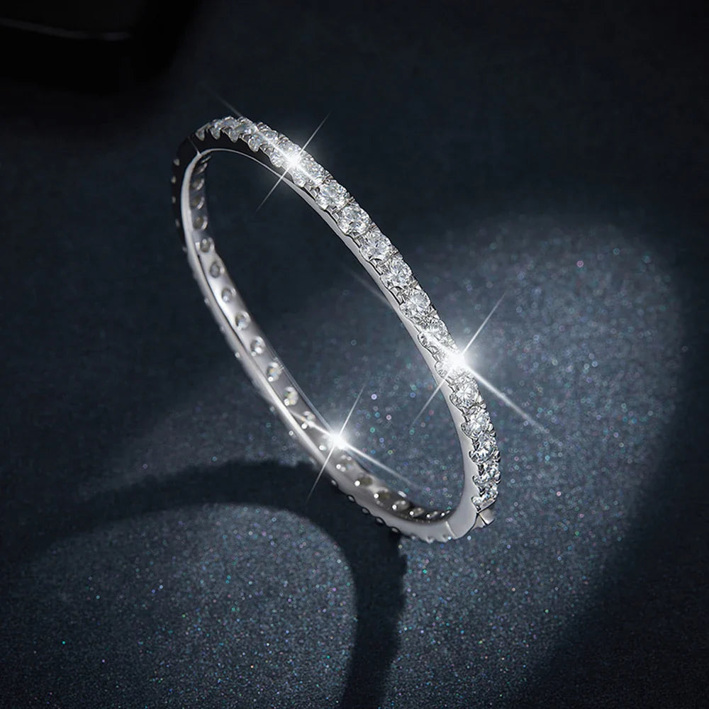 D VVS1 Full 4mm Moissanite Bangles GRA Certified s925 Sterling Sliver Plated 18k Bracelets for Women Party Gift Jewelry