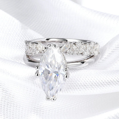 3CT 100% Real Full Moissanite Wedding Rings for Women Marquise Cut S925 Sterling Silver Marriage Band Fine Jewelry GRA