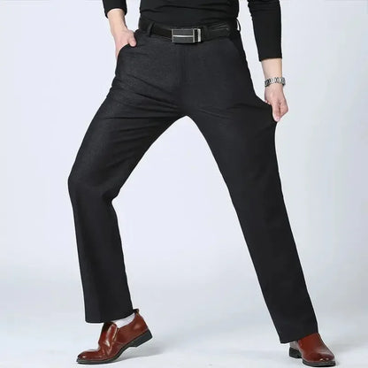 Autumn Summer New Men's Slim Business Pants Fashion Stretch Thicken Casual Trousers Brand Solid Pant Black Navy Plus Size GOZBKF