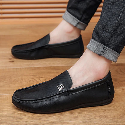 Summer Men Casual Shoes Leather Breathable Comfort Slip-on Mens Driving Shoes Luxury Brand Men Loafers Mens Lazy Shoes Moccasins
