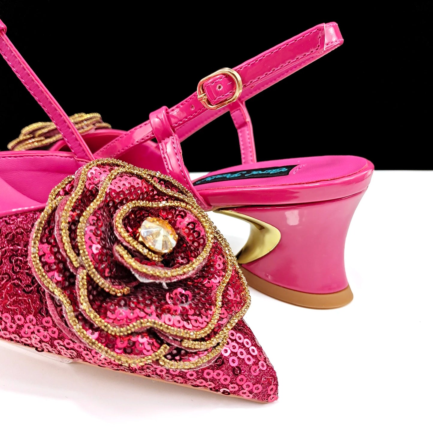 Fashion Design Shoes and Bag Nigerian Wedding Handmade Flowers Bags with Shoes Ladies Shoes Commuting or Daily Shoes